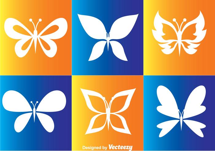 Iconos de los mariposas blancas del vector