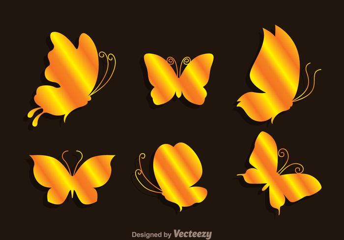 Gold Butterflies Icons Gold Butterflies Icons