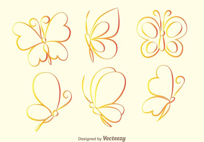 Butterfly Outline Icons vector