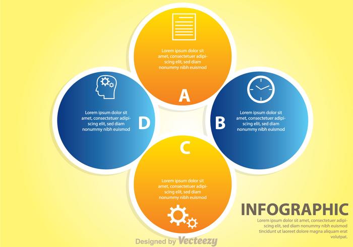 Diagrama de Venn de color naranja y azul vector