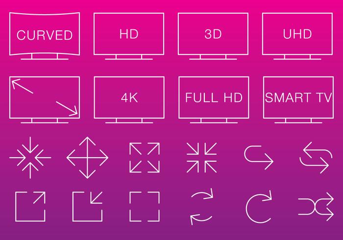 Video y Multimedia Iconos delgados vector