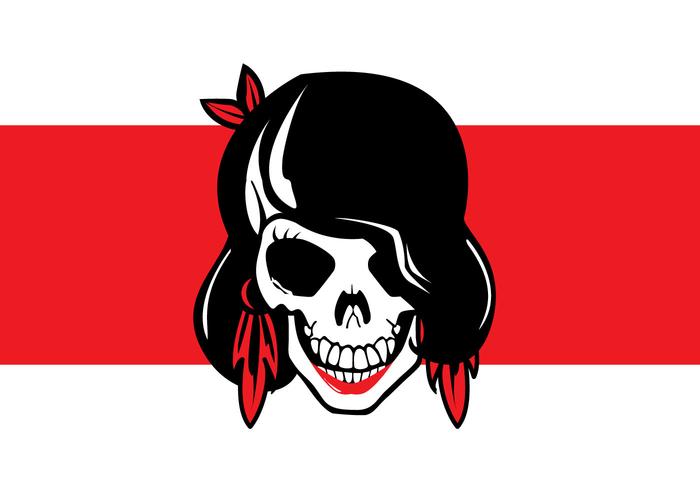 Rockabilly Girl Skull Vector