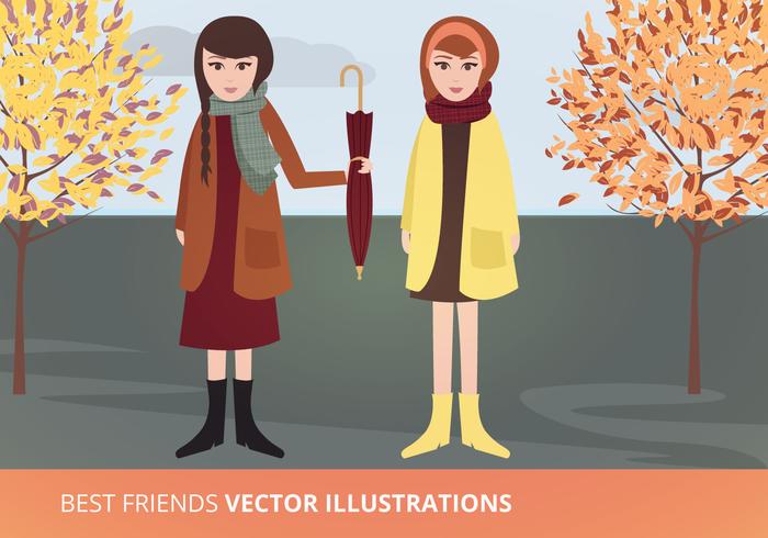 Best Friends Vector Illustration Best Friends Vector Illustration