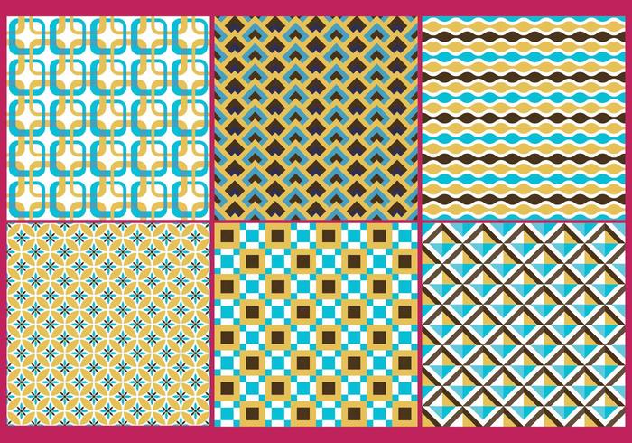 Retro Gold  Blue Patterns vector