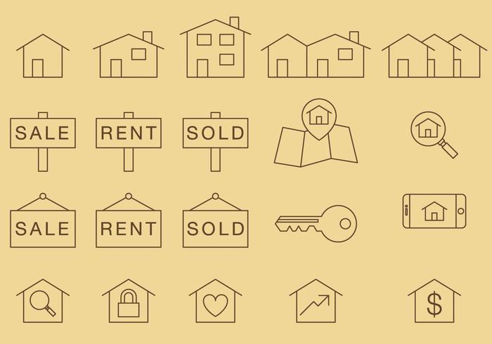 Home Thin Icons vector