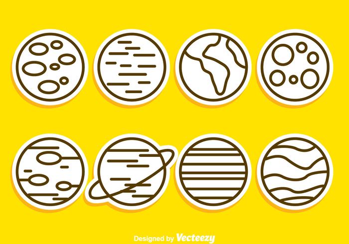 Planet Outline Icons vector