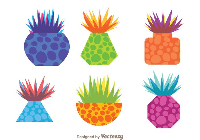 Funky Grass In A Pot vector