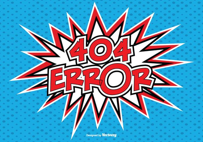 Ejemplo de error de estilo cómico 404 vector