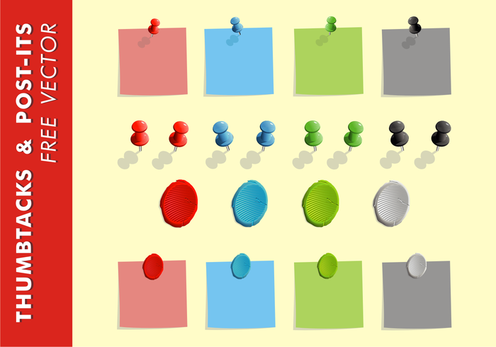 Thumb Tacks  Post-Its Free Vector