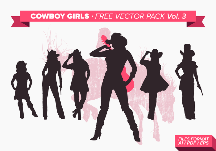 Cowboy Girls Silhouette Free Vector Pack Vol. 3 Cowboy Girls Silhouette Free Vector Pack Vol. 3