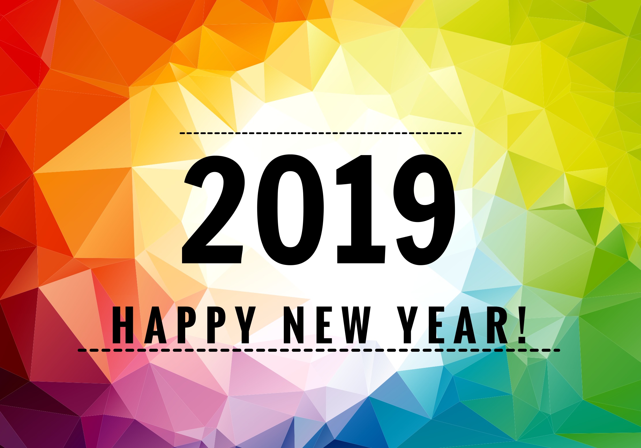 Colorful happy  new  year  2019  Download  Free Vector Art 