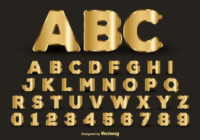 Golden alphabet vector