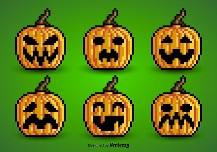 Pixel pumpkins vector