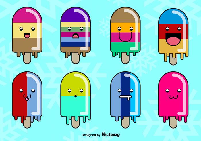 Cartoon smiley popsicles vector