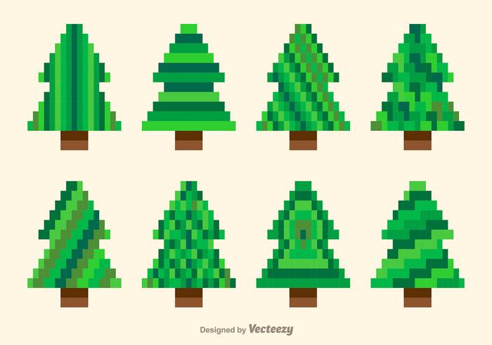 Pixel green trees vector