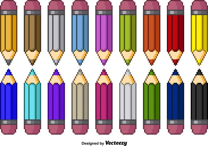 Pixel color pencils vector