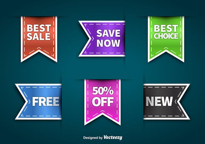 Colorful sale labels vector