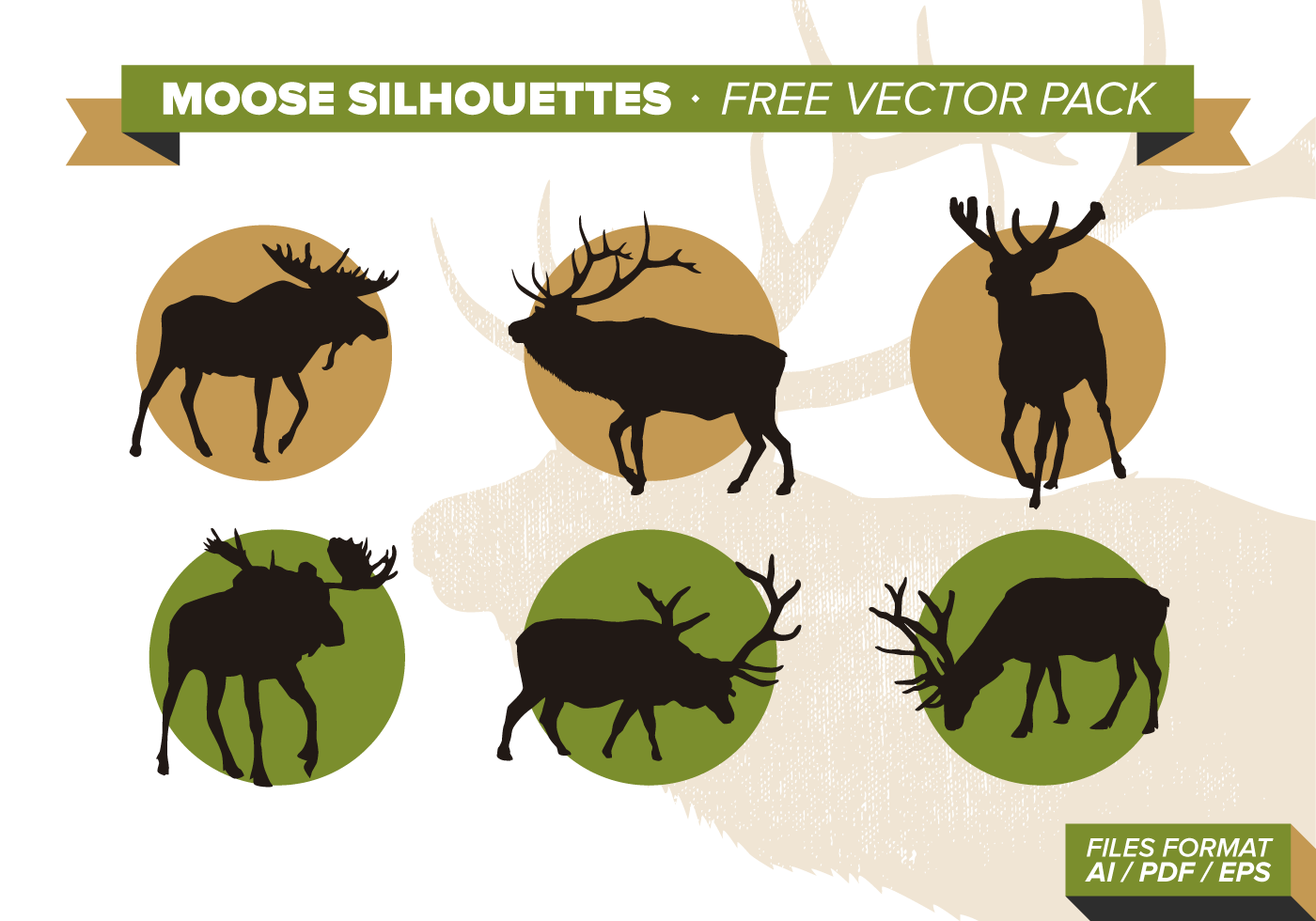 Download Moose Silhouettes Free Vector Pack - Download Free Vectors ...