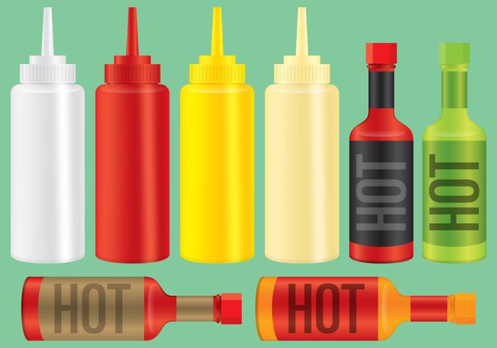 Sauce And Condiment Bottles vector