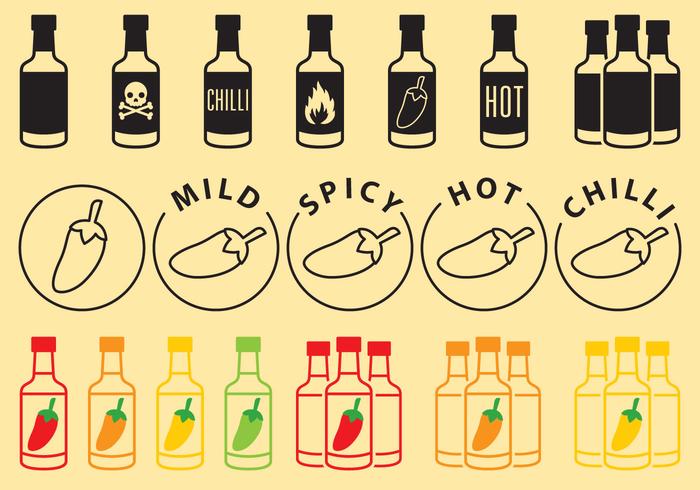 Iconos de las botellas de la salsa vector