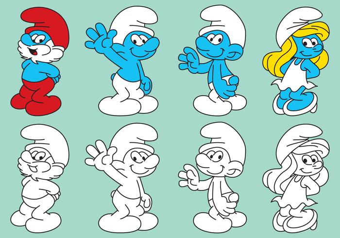Colorful  Line Smurfs vector