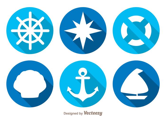 Nautical Long Shadow Icons vector