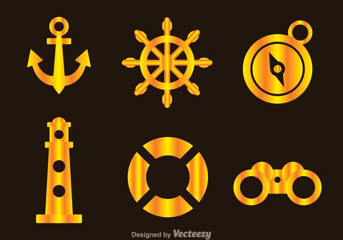 Iconos Náuticos de Oro vector