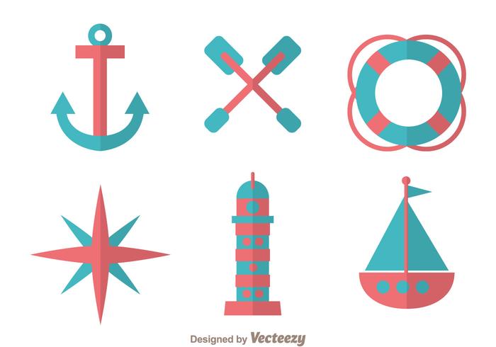 Nautical Flat Design Icons vector