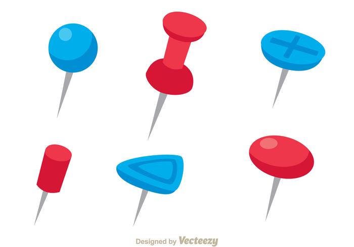 Red And Blue Push Pin Vectors