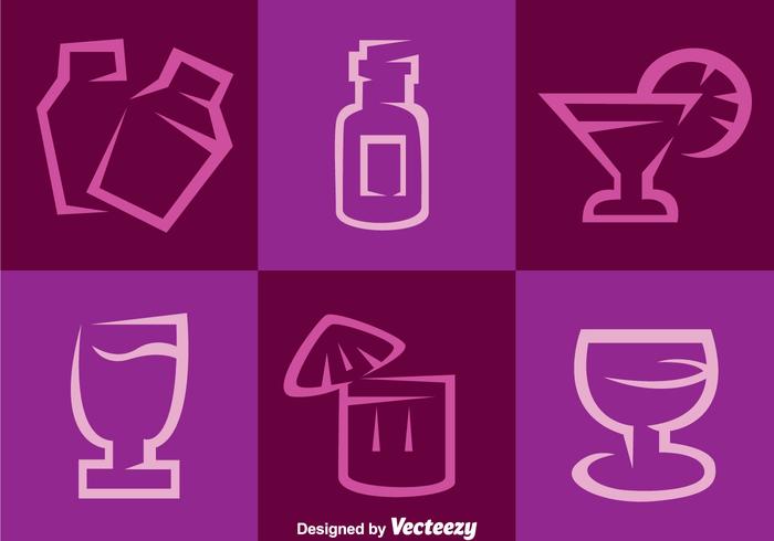 Purple Cocktail Vector Icons