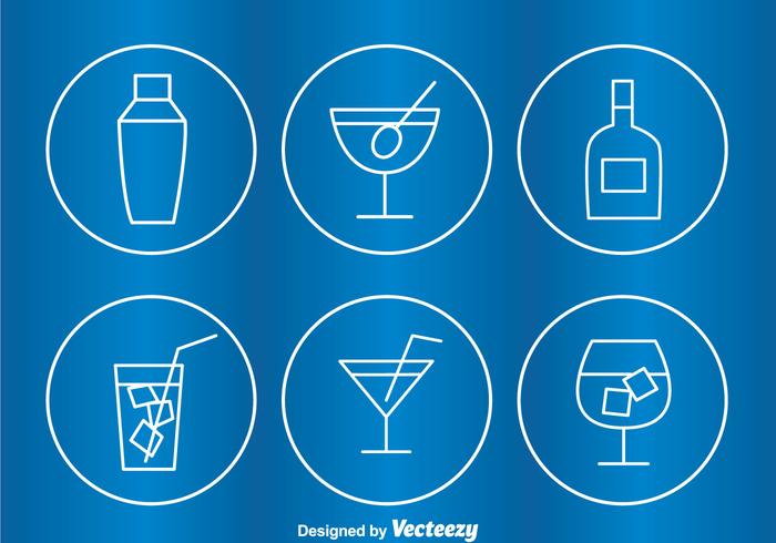 Cocktail Circle Outline Icons vector