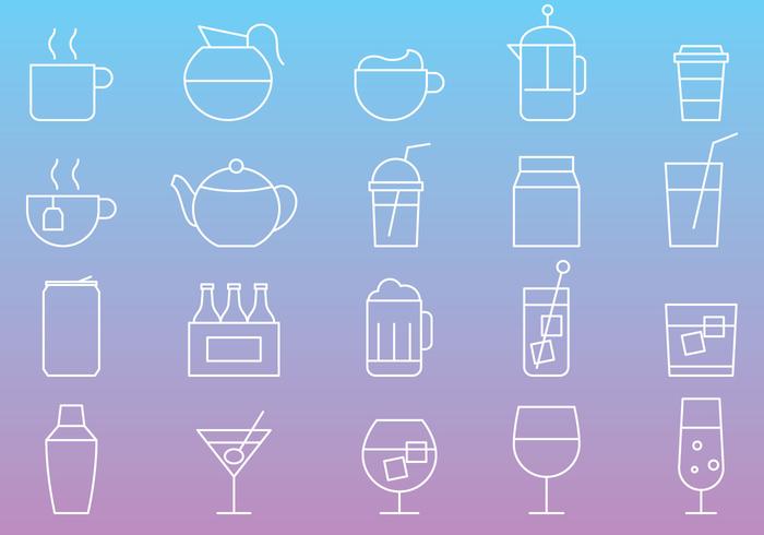 Beverages Line Icons vector