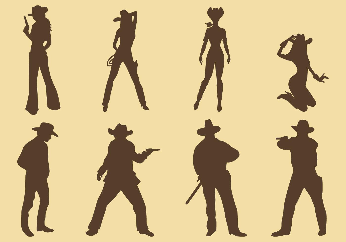 Cowgirls And Cowboy Silhouettes.