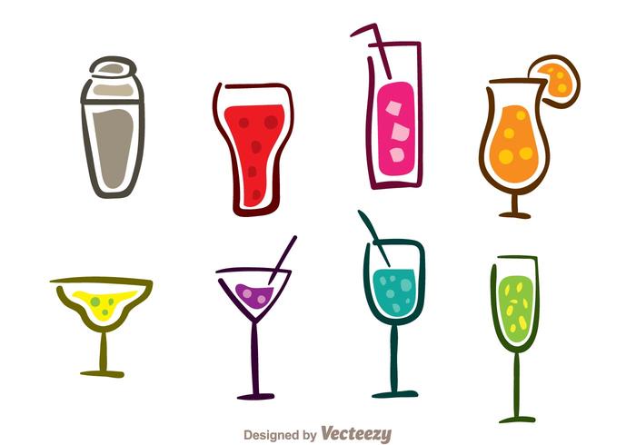 Colorful Cocktail Icons vector