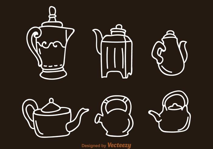 Iconos árabe de la olla y de la caldera del café vector