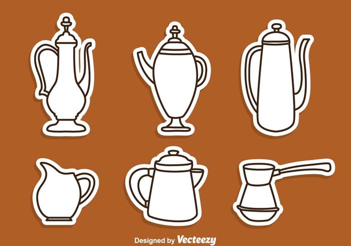 Arabic Coffee Pot Line Icons vector