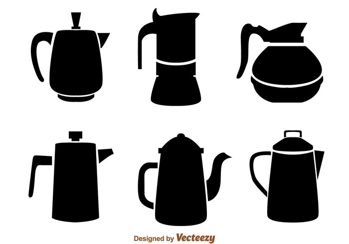 Coffee Pot Black Icons vector