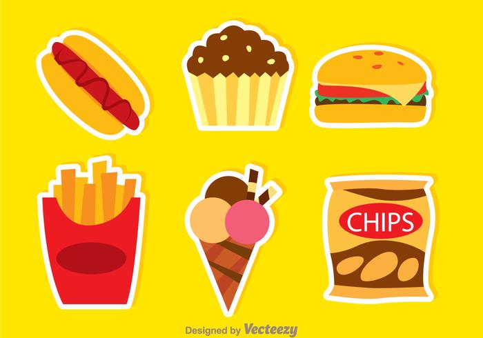 Iconos de colores de alimentos grasos vector