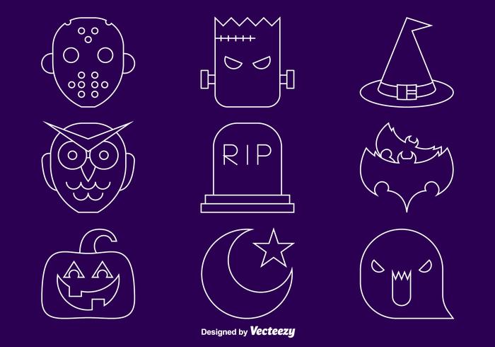 Halloween line icons vector