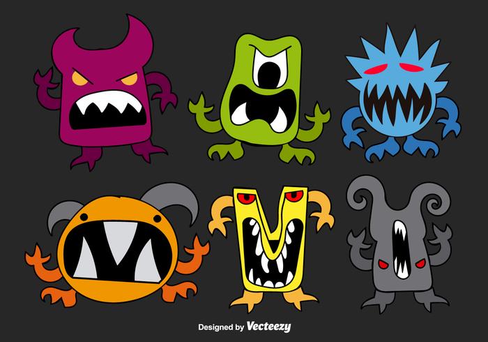 Monstruos dibujados a mano vector