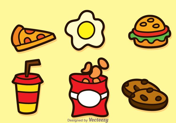 Iconos de alimentos grasos vector