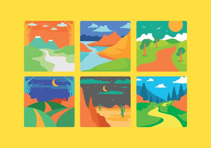 Beautiful Cartoon Landscape Vector