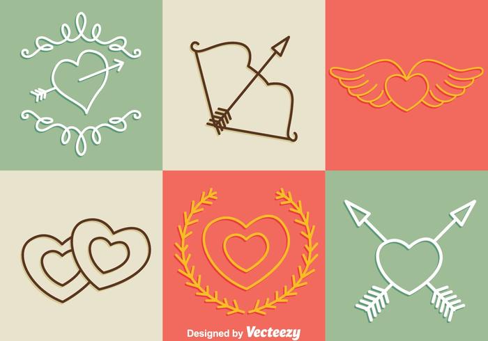 Valentine Days Line Icons vector