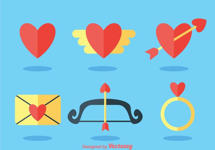 Iconos lisos del amor vector