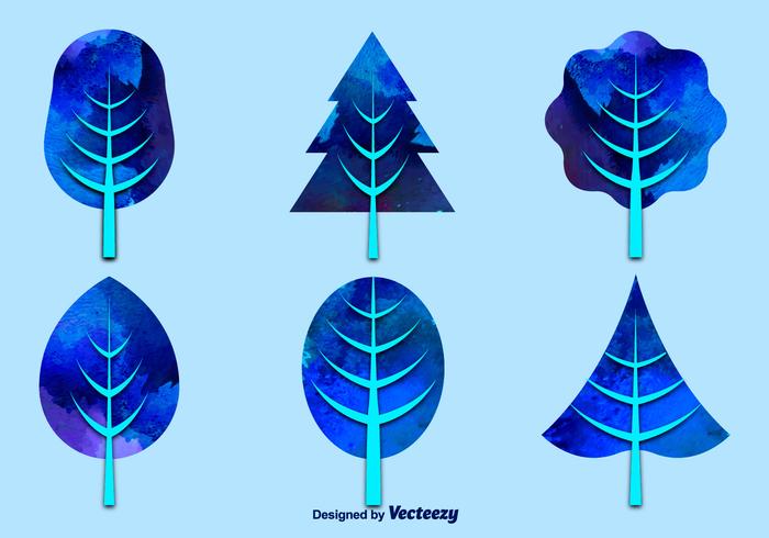 Watercolor blue trees Watercolor blue trees