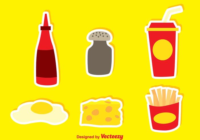 Junk Food With Pepper And Hot Sauce Icons vector