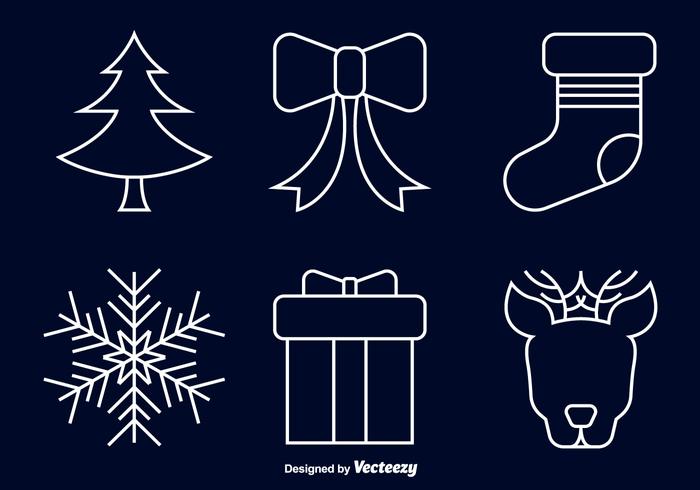 Christmas line icons vector