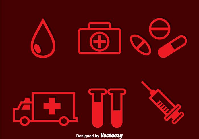 Hospital Red Icons vector