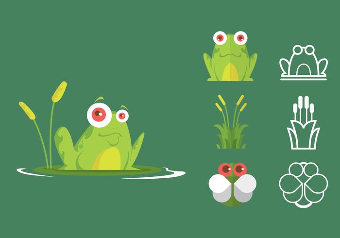 Green Tree Frog Icon Set vector