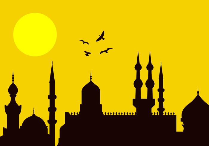 Silueta de la ciudad de Eid al-Fitr vector